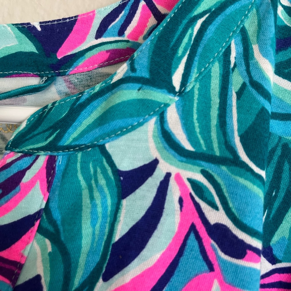 Lilly Pulitzer Turquoise & Purple Printed V-Neck Wrap Dress - Picture 8 of 8